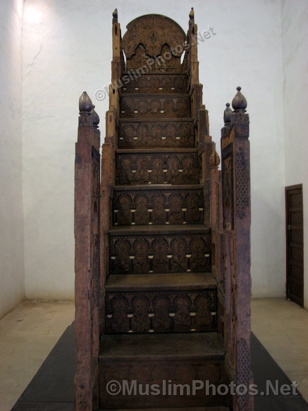 An old minbar of the Koutobia mosque is displayed here at the Badi palace